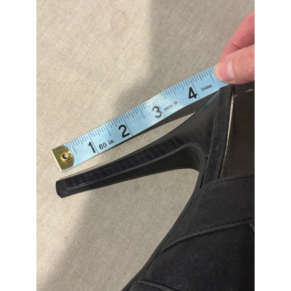 Women's Fioni Pewter Black Peep Toe Slingback platform Heels Size 10 vegan - Picture 9 of 12